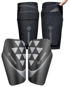 lot 4152 image: Airsfish Soccer Shin Guards for Kids Adults, CE Certified Shin Pads Sleeves Defender Protection Gear with Insert Pocket EVA Cushion Reduce Shocks and Injuries for Boys Girls Men (WhiteGold, Small)