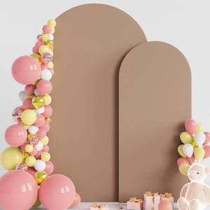 lot 4153 image: Wokceer Wedding Arch Backdrop Cover 7.2FT, 6FT Set of 2 Spandex Fitted Nude Brown for Round Top Chiara Stands - Birthday Party Ceremony Decor