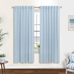 lot 4166 image: KOUFALL Sky Blue Curtains for Bedroom 2 Panel Sets,Sheer Linen Powder Blue Curtains 63 Inch Length