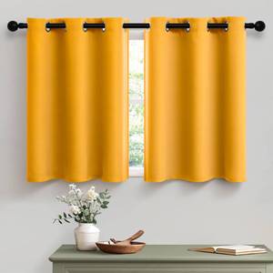 lot 4168 image: Spring Mustard Yellow Travel Blackout Curtains 24 Inches Kitchen Bedroom Basement Short Window Valances Half Long Grommet Small Drapes Room Darkening Thermal Insulated Tiers Blinds Double Panels