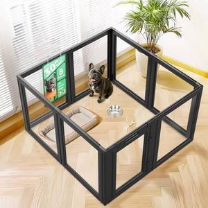 lot 8001 image: $270 FXW AuraSpace Acrylic Indoor Dog Playpen, 30-Inch, 8 Panels Black