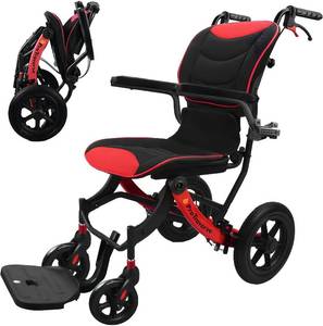 lot 8013 image: $300 Foldable Transport Wheelchair with Cushion, 12 Wheels