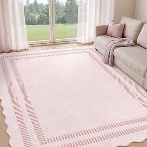 $140 Pink Rugs for Living Room 8x10, Machine Washable, Non-Slip