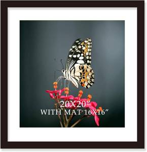 lot 8025 image: 20x20 Frame Black with Mat, 16x16 Wood Picture Frames, Wall Mount