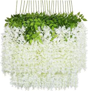 lot 8027 image: UArtlines 24 Pack Wisteria Vine Rattan Garland White Flowers