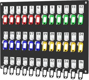 lot 8030 image: 36 Hooks Acrylic Key Board with Numbers, Wall Mount Key Holder