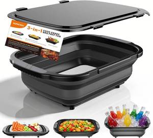 lot 8039 image: Collapsible BBQ Prep Tubs  Titanium Cutting Board, 5.3Gal