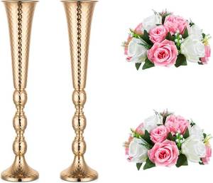 lot 8044 image: $61 NUPTIO 2 Pcs Wedding Vase & 2 Pcs Artificial Flowers Set