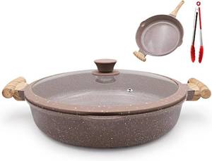lot 8049 image: $50 AIKENBBKK Ceramic Frying Pan with Lid 14-Inch Nonstick Skillet