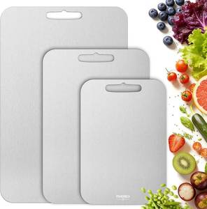 lot 8052 image: $100 Titanium Cutting Board Set of 3, 100% Titanium Chopping Boards