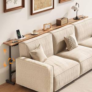 lot 8064 image: $50 79 Behind Couch Table, Adjustable Console with 2 Outlets Rustic