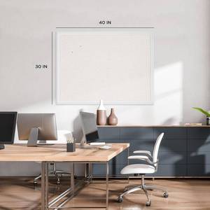 lot 8096 image: $59 U Brands Farmhouse Linen Bulletin Board, 40x30, White Wood Frame