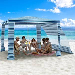 lot 8124 image: $100 MoKo Beach Cabana 8x8 Canopy with Side Wall, UPF50, Easy Setup