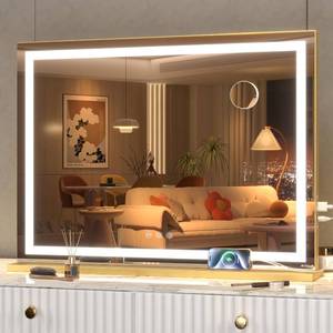 lot 8130 image: $63 Hasipu Vanity Mirror with Lights, 23x18 LED Makeup Mirror
