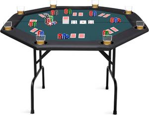 lot 8135 image: $110 ZivPlay Foldable Texas Holdem Poker Table, Folding Legs, 8-Player