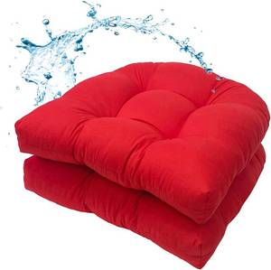 lot 8159 image: MTMR Waterproof Outdoor Chair Cushions, Set of 2, 19x19, Red