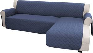 lot 8173 image: $75 Easy-Going Slipcover for L-Shape Couches, Reversible Cover - Blue