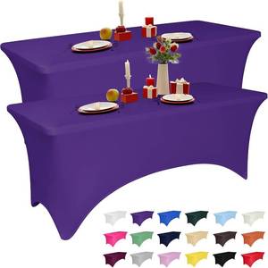 lot 8178 image: 6 Pack 6 ft Purple Spandex Tablecloth for Rectangular Tables