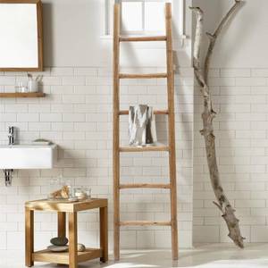 lot 8182 image: $161 LuxenHome Rustic Blanket Ladder, 6ft Fir Wood Ladder, Farmhouse, see n