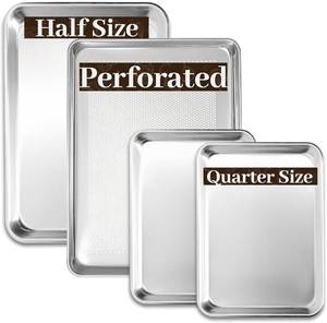 lot 8187 image: BIEAMA Baking Sheet Pans Set of 4 2 Half, 2 Quarter Perforated