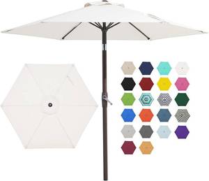 lot 8201 image: JEAREY 7.5ft Patio Umbrella, 6 Ribs, TiltCrank, Cream White