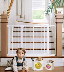 lot 8210 image: $86 Cumbor 29.7-48 Baby Gate for Stairs, Auto Close, White