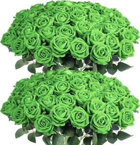 lot 8232 image: Auihiay 60PCS Green Roses Artificial Flowers, Velvet Silk