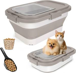 lot 8242 image: Dog Food Storage Container 10-13lb, Collapsible, Airtight Lid