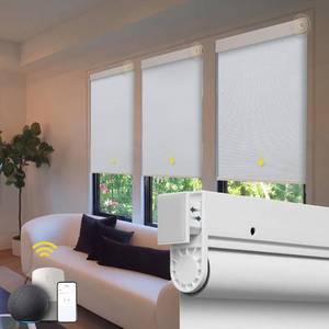 lot 8256 image: $87 Motorized Blinds Cordless Roller Shades with Remote (White, 32x72)