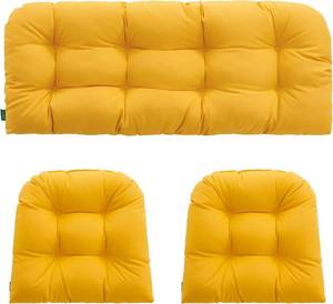 lot 8264 image: $66 Outdoor All-Weather Tufted Wicker Chair Cushions (3-Piece) Yellow