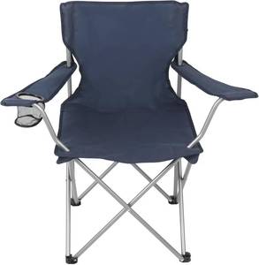 lot 8269 image: Quad Folding Camp Chair with Cup Holder, Dark Blue, 250 lb