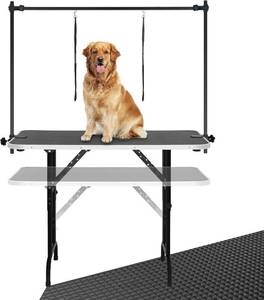 lot 8272 image: $135 LEIBOU 45 Adjustable Foldable Pet Grooming Table, 260lb, Black, See N