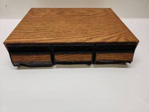 lot 12 image: Wood Storage Box with 3 Removable Organizer Trays