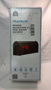 lot 13 image: Medium Architectural Mailboxes Franklin Bronze Galvanized Steel Post Mount Mailbox