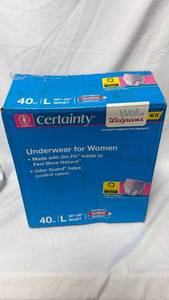 lot 32 image: Certainty Womens Underwear 40 Count Size L 38-50 Waist Maximum Absorbency