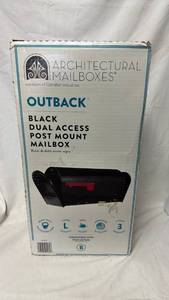 lot 42 image: Architectural Mailboxes Large Outback Black Dual Access Post Mount Mailbox