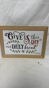 lot 46 image: Framed Wall Art Print Give Us This Day Our Daily Bread Matthew 611