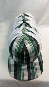 lot 61 image: Pacific Headwear Trucker Hat Green Plaid White Mesh Snapback 5 Cap Lot