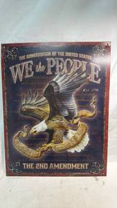lot 134 image: We the People 2nd Amendment Metal Sign Constitution United States (12.5 x 16)