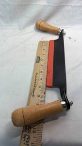 lot 138 image: Hand Scraper Tool with Wood Handles Red and Black Blade