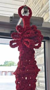 lot 154 image: Red Macram� Wall Hanging Decorative Tassel