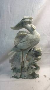 lot 219 image: Carved Jade Bird Figurine Approx 11.5 Tall