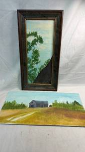 lot 236 image: Lot of 2 Landscape Oil Paintings - Framed and Unframed
