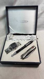 lot 254 image: Marco Max Watch, Pen, and Multi-Tool Gift Set with Box