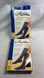 lot 260 image: Activa Sheer Therapy Womens Dress Socks 15-20 mm Hg Lite Support X Large Black - 2-Pack