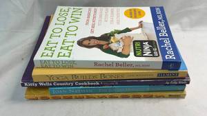lot 268 image: Lot of 5 Books Eat to Lose Eat to Win, Yoga Builds Bones, Kitty Wells Country Cookbook Vol III, Jewish Holiday Baker, and Cookbook