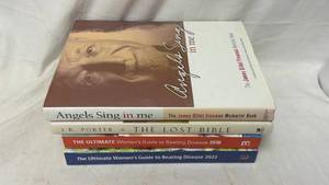 lot 277 image: 4-Book Lot Angels Sing in Me, The Lost Bible, Ultimate Womens Guide to Beating Disease 2018 & 2023