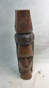 lot 291 image: Hand-Carved Wooden Totem Head Sculpture Approximately 9.75 inches