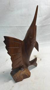 lot 301 image: Hand-Carved Fish Figurine with Base