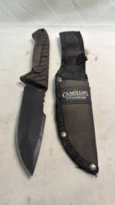 lot 315 image: Camillus Titanium Fixed Blade Knife with Sheath